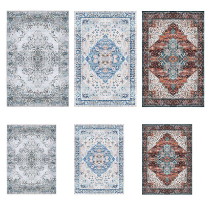 8x10FT VintageÊArea Rug Modern Non Slip Carpet Boho Low Pile Soft Rug Waterproof Machine Washable Rug for Living Room BedroomÊKitchen Dining Room Unde