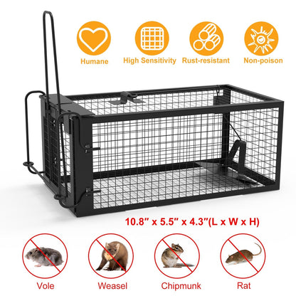 Humane Rat Trap Cage – Live Rodent Trap with Detachable Rod
