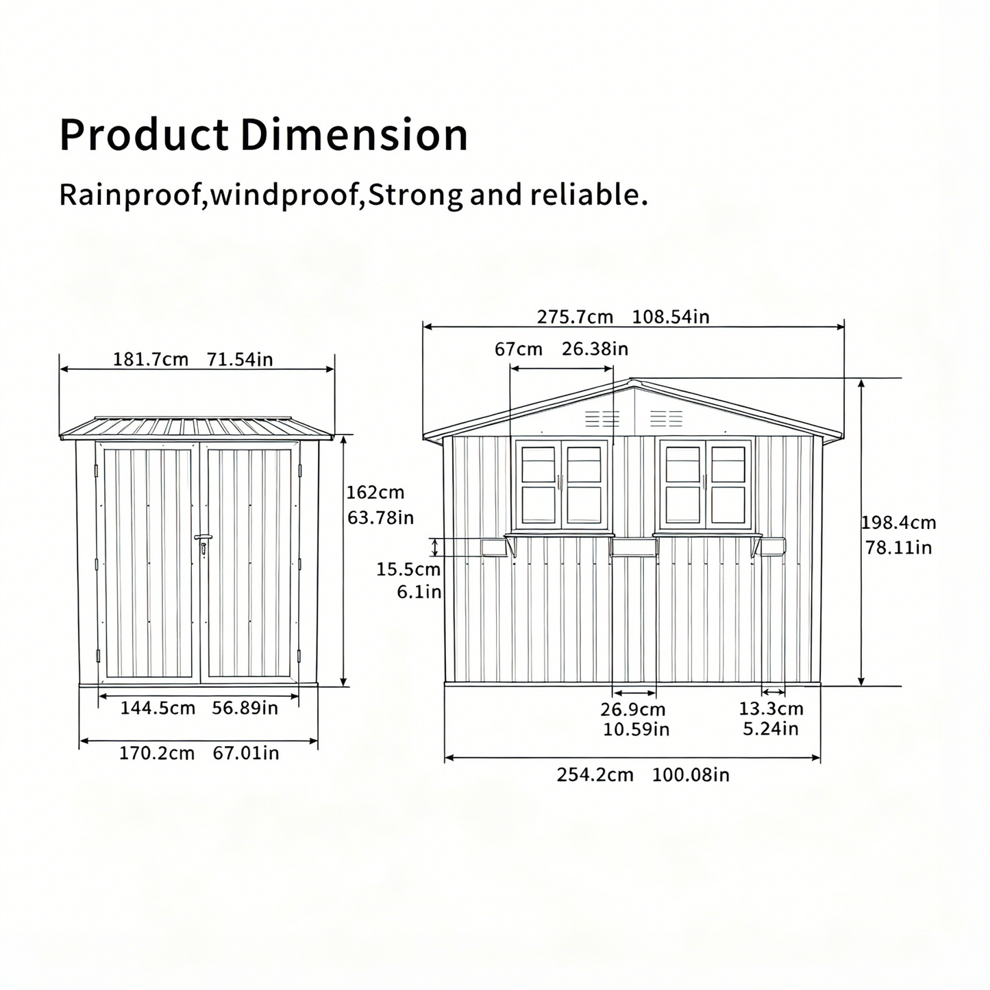 6x9 FT Outdoor Metal Storage Shed with Window & Flower Rack