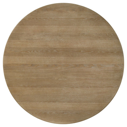 Adina 53-inch Round Wood Dining Table Distressed Light Brown