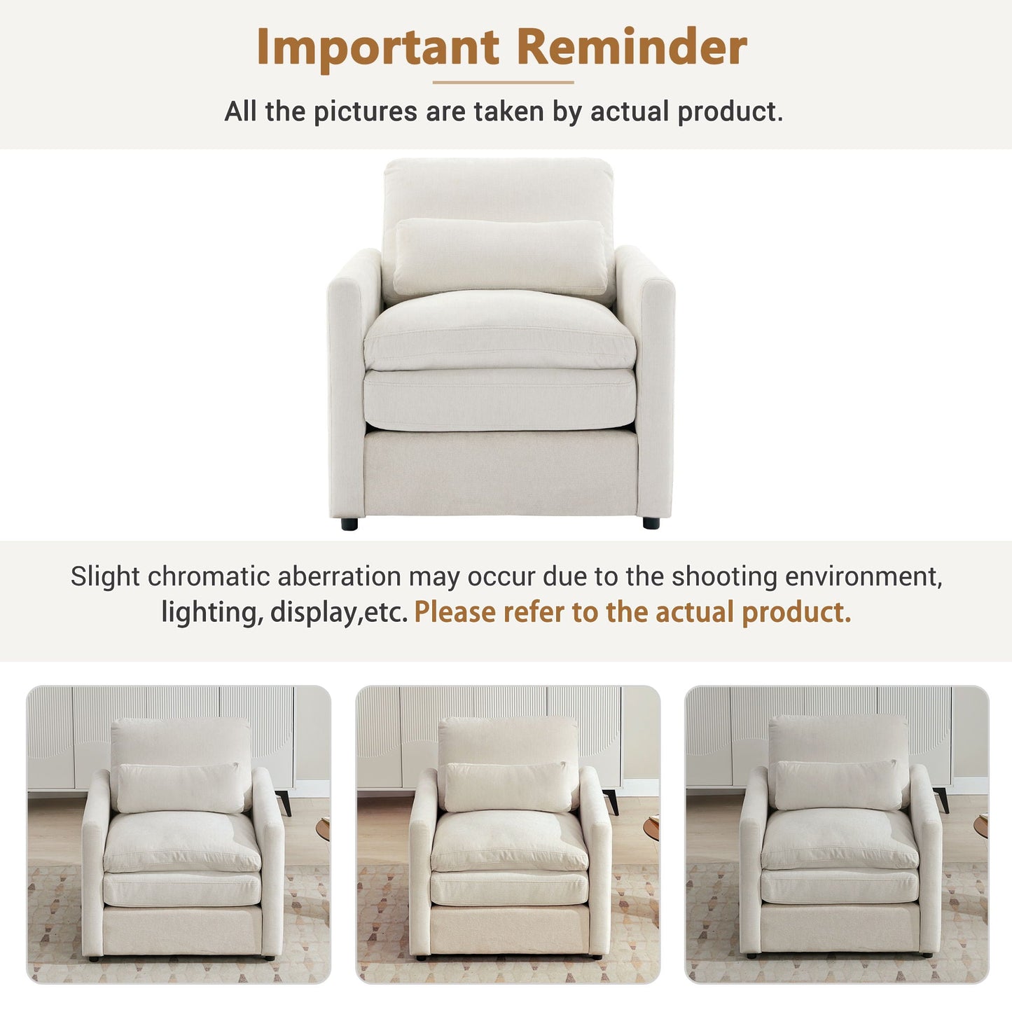 Cozy Upholstered Cushion Armchair For Living Room
