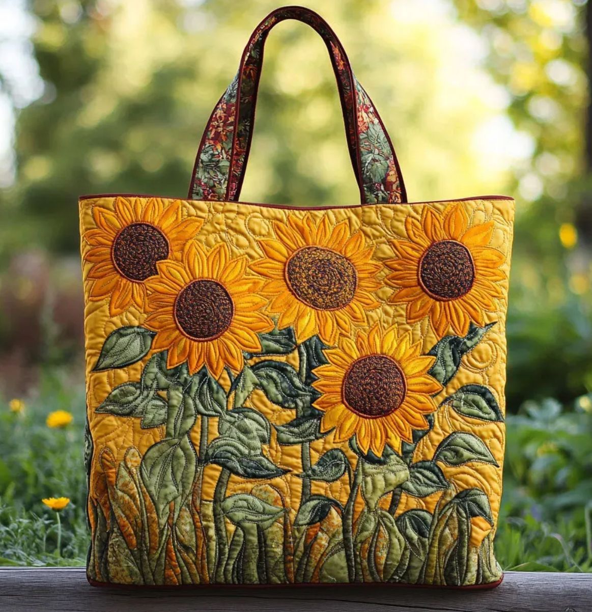 Digital-print Quilting Tote Bag, Commuter Casual Cotton-padded Jacket Bag