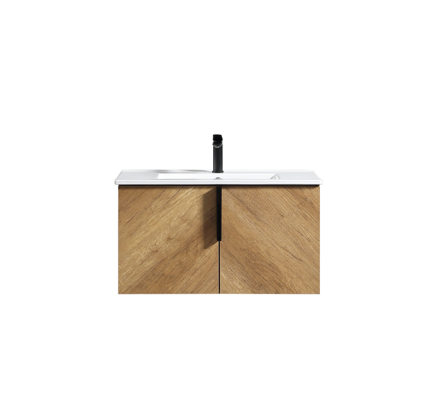 36 Inch Wall-Mounted Bathroom Vanity with 3D Fluted Panel & Ceramic Integrated Sink