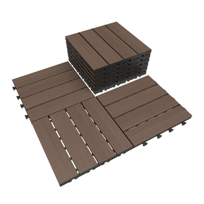 44 Pcs Interlocking Deck Tiles 12" x 12" HDPE Outdoor Flooring