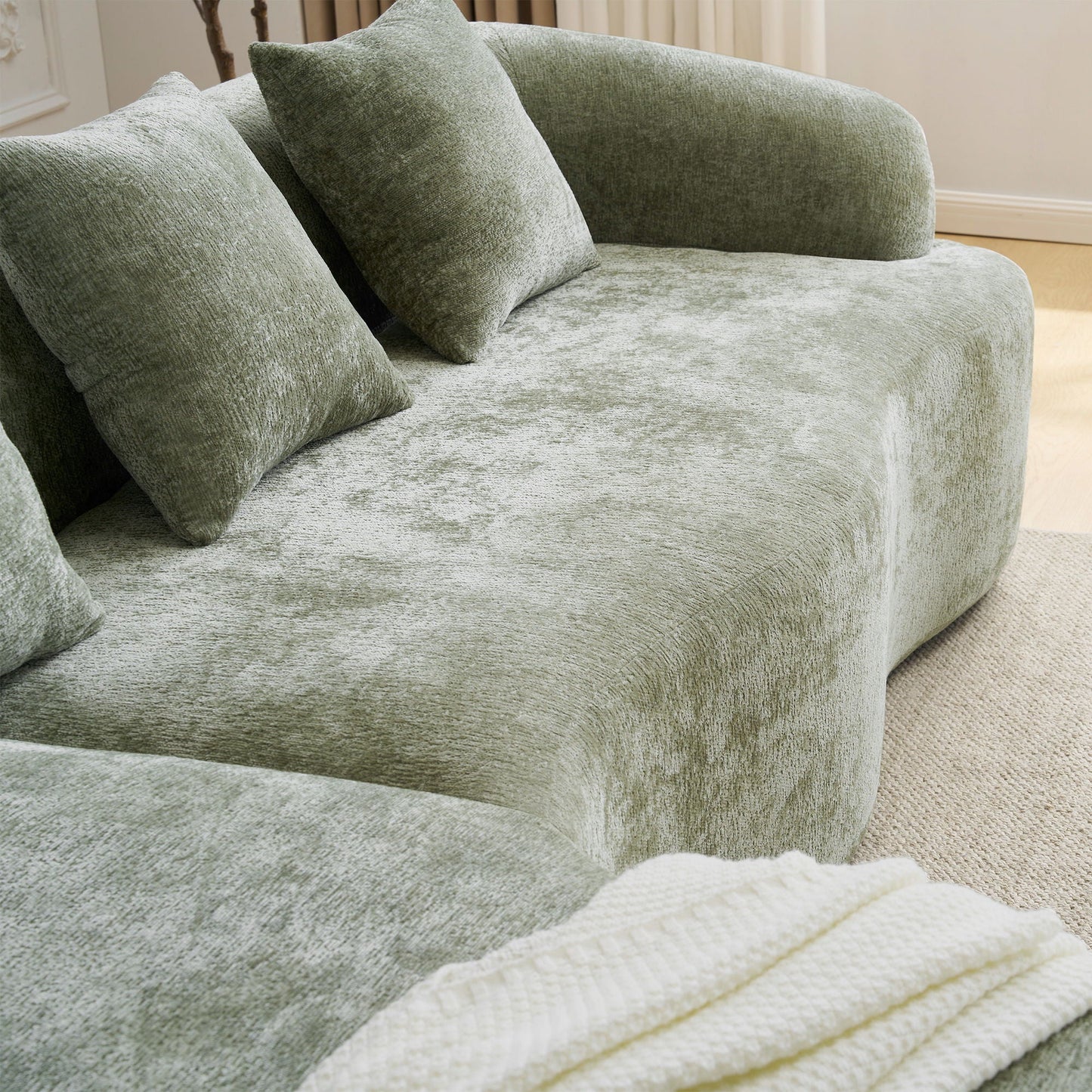 Modular L-Shape Sectional Sofa With Curved Chaise