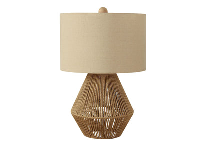 Transitional Rope Table Lamp with Beige Linen Shade