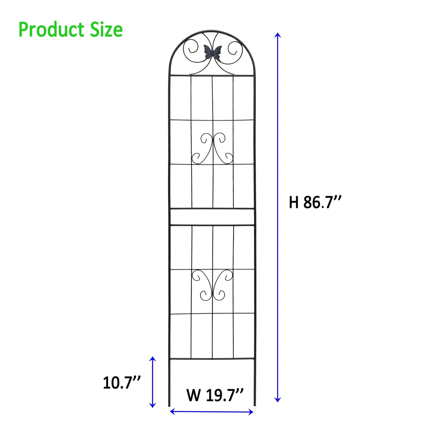 4 Pack Metal Garden Trellis 86.7" x 19.7" Rustproof Trellis for Climbing Plants Outdoor Flower Support Black