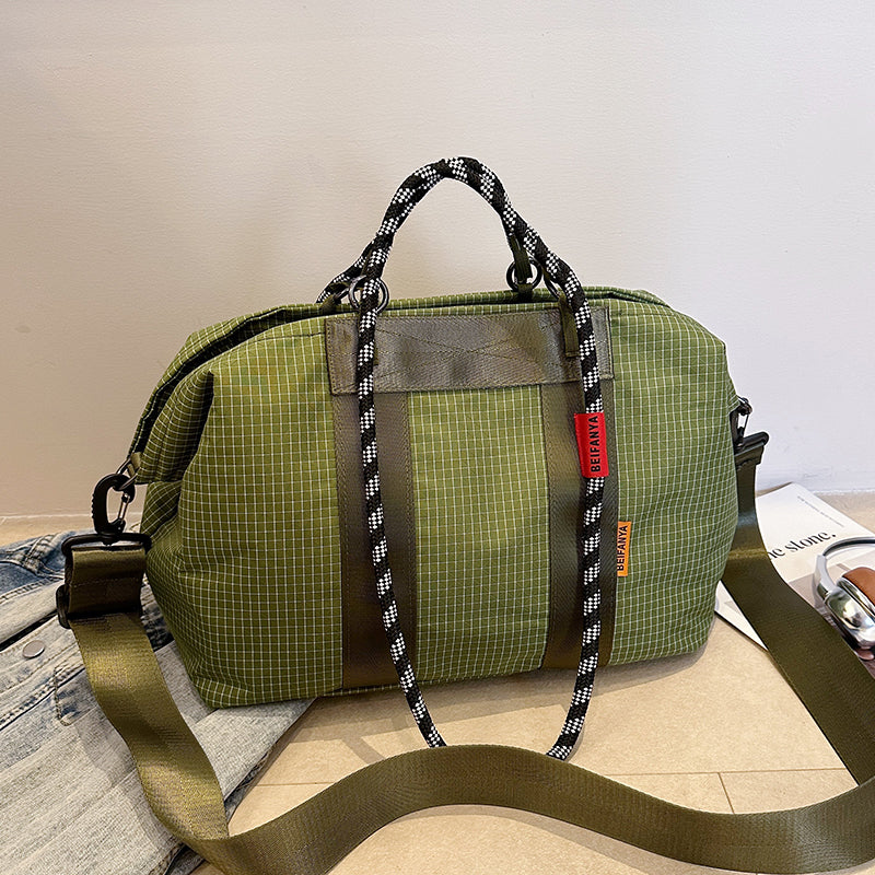 Grid Pattern Large Capacity Tote Bag