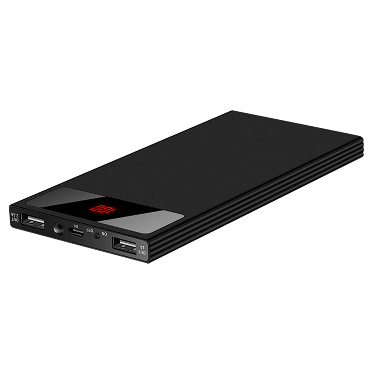 20000mAh Power Bank Ultra-thin External Battery Pack Phone Charger Dual USB Ports Flashlight Battery Remain Display