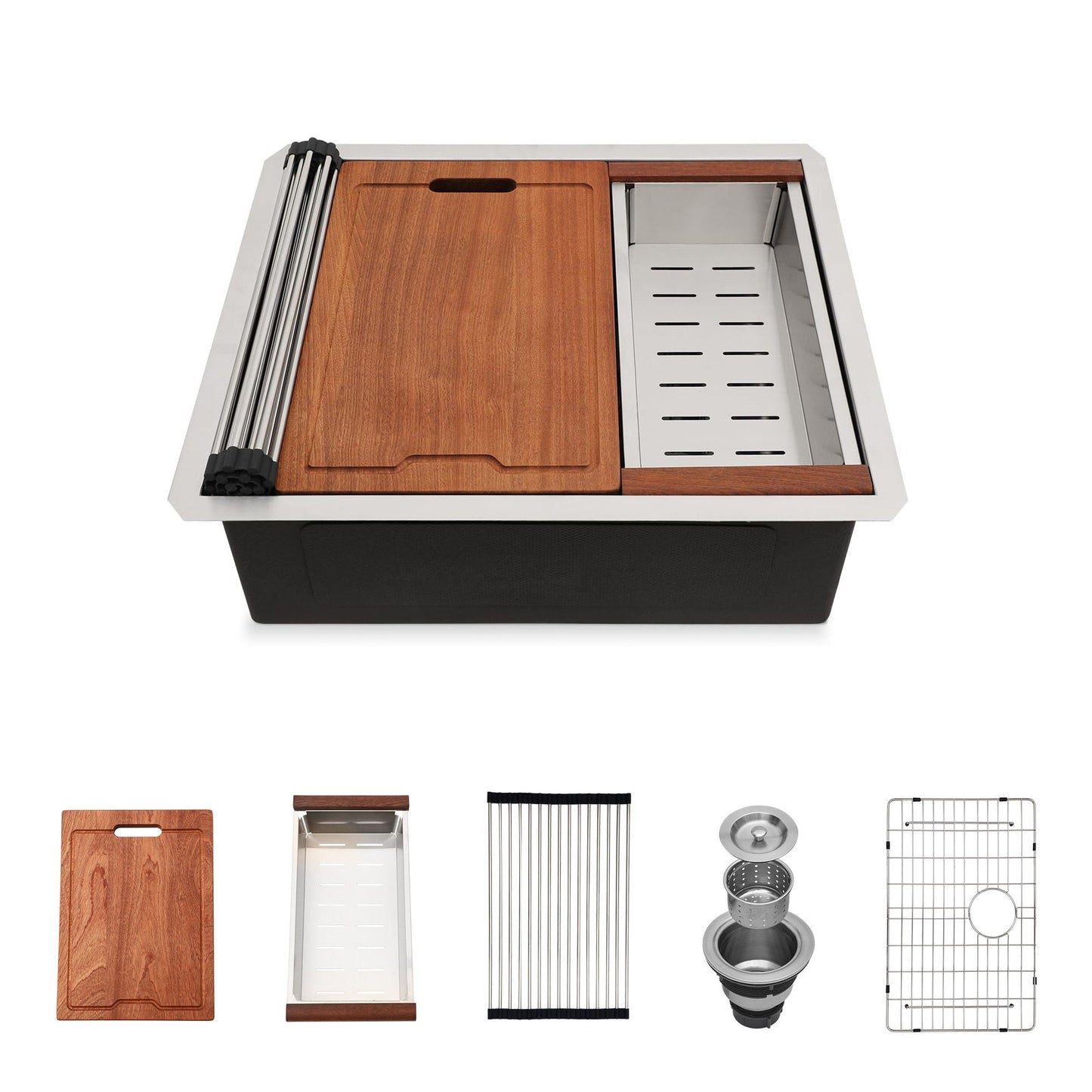 Single Bowl Undermount Workstation Kitchen Sink with Accessories