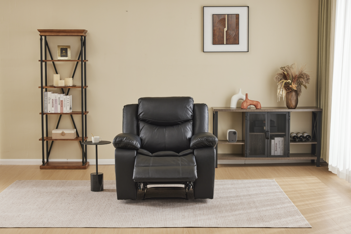 Black Color Air Leather Recliner Chair with Vibration and Heating