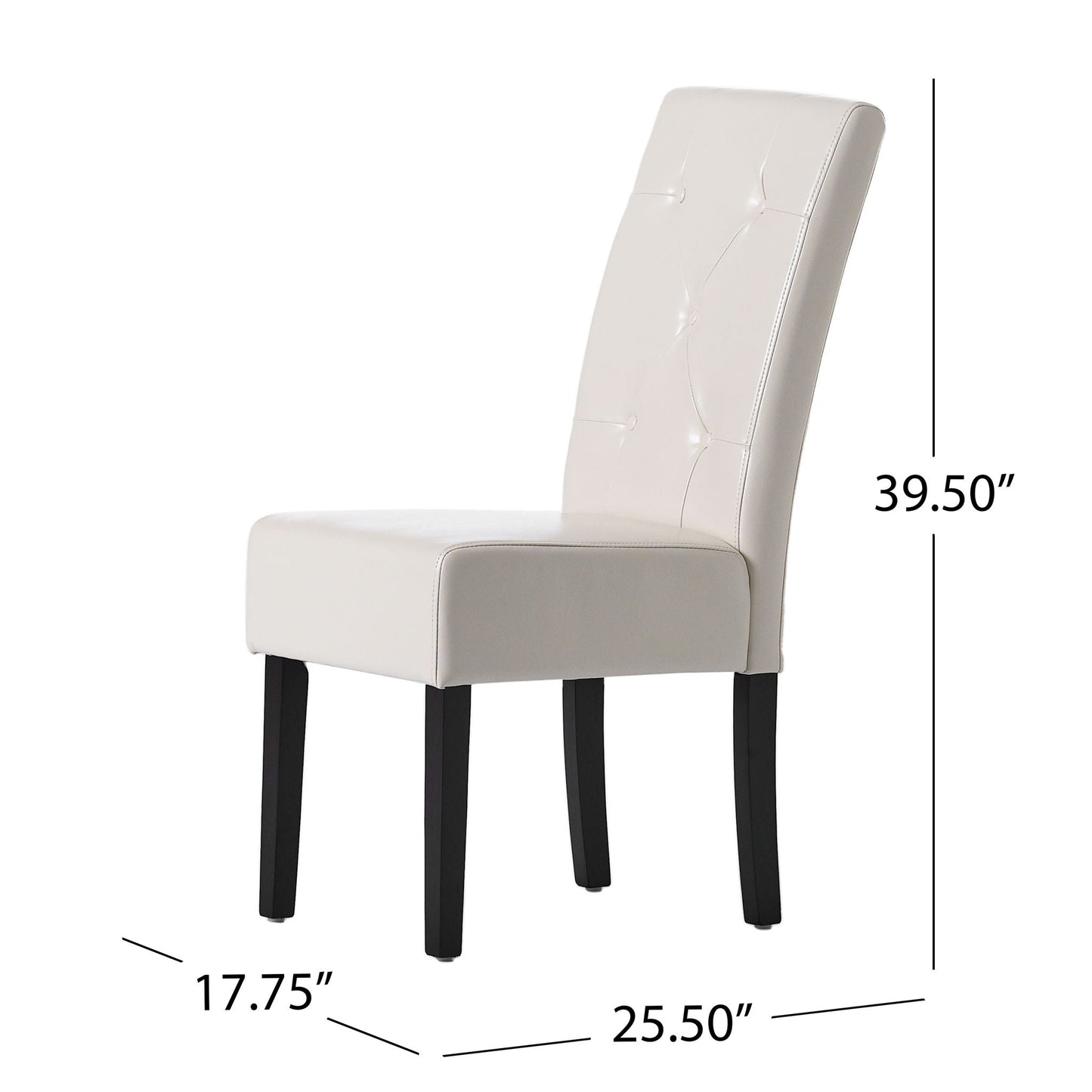 Carter 5 Tuft Dining Chair With Button Tufted Backrest And Espresso Legs - Ivory