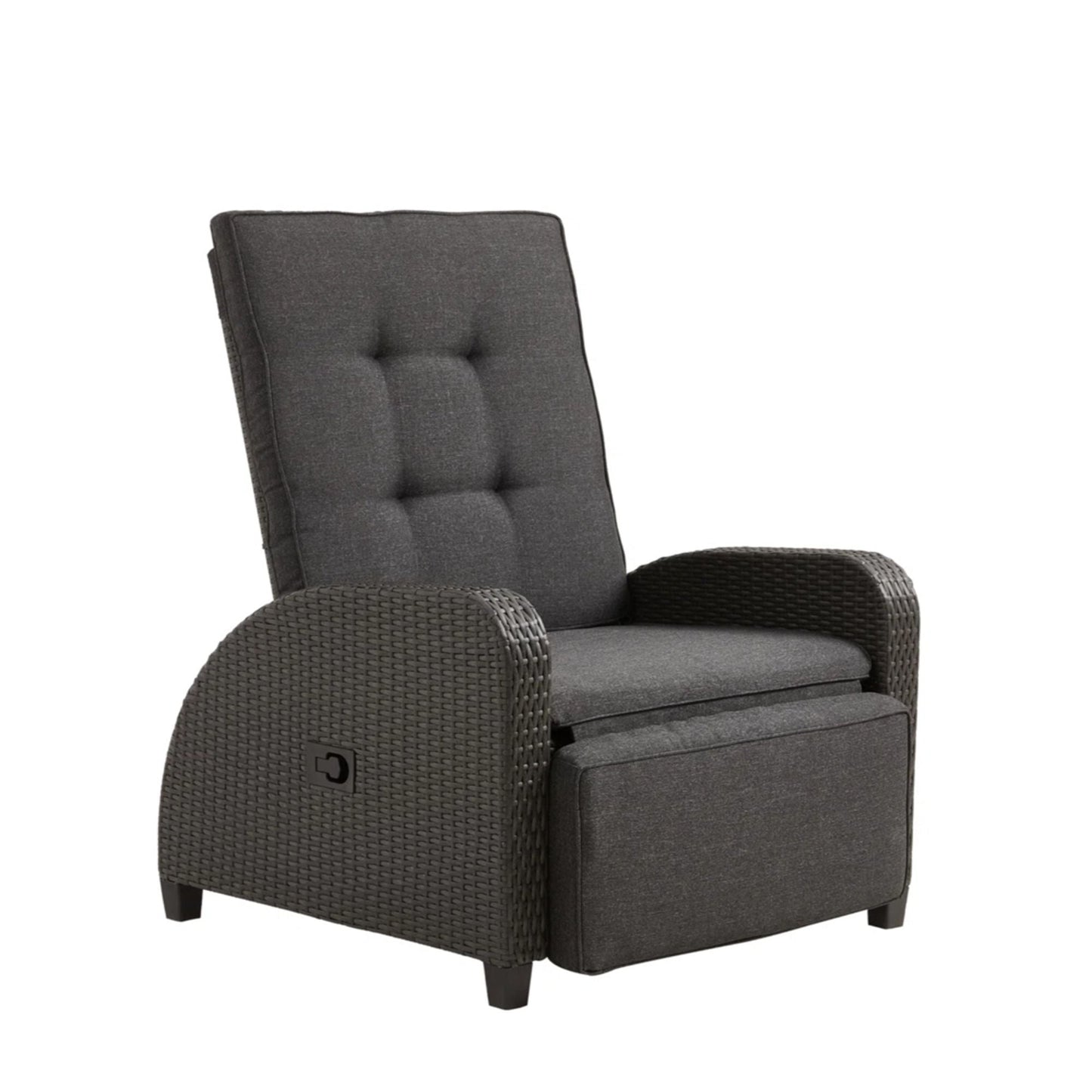 Adjustable Outdoor Lounge Chair, Plush Cushions & Extendable Footrest - Gray