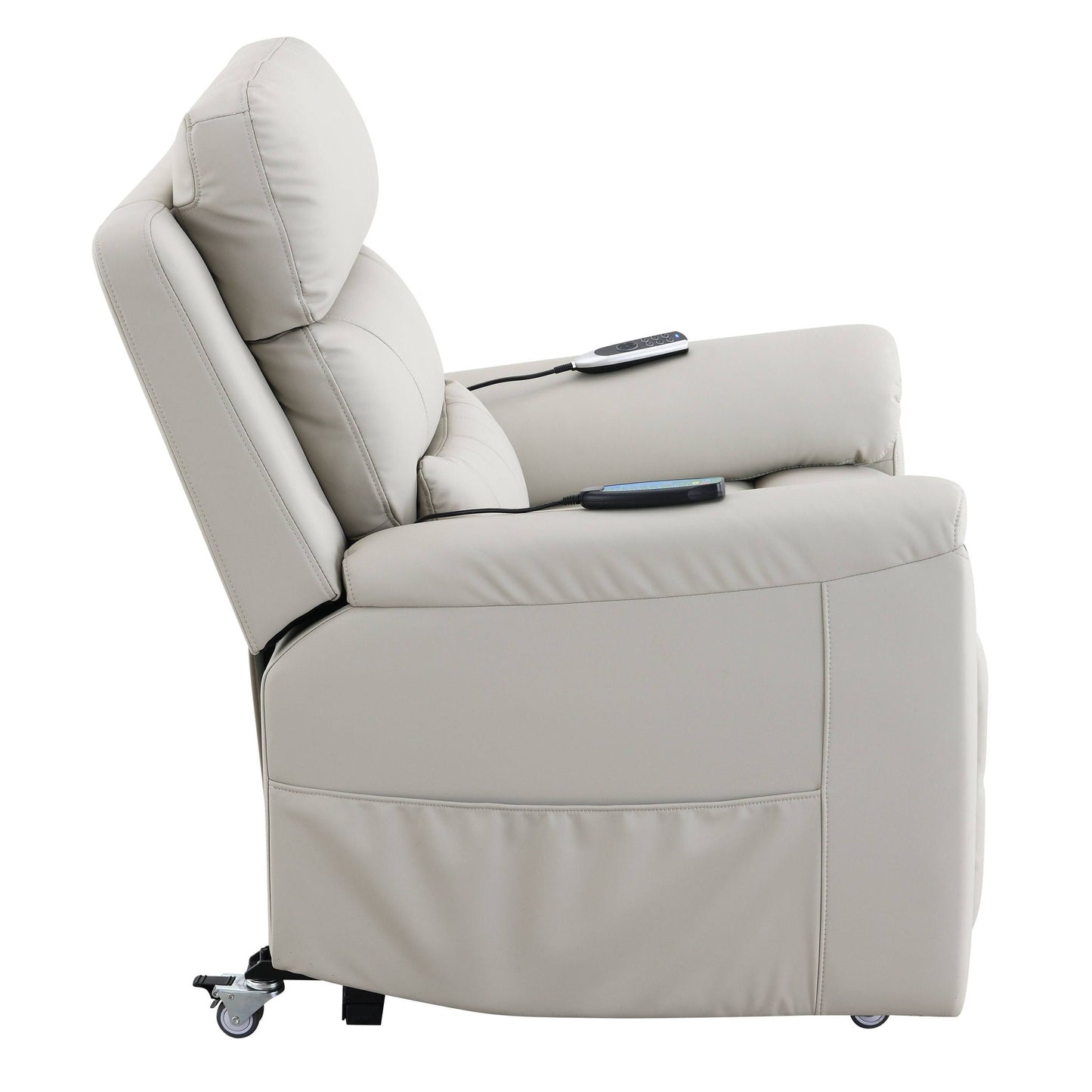 Marsha - Power Recliner With Lift & Massage - Light Gray
