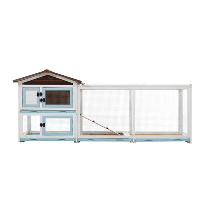 Outdoor Multi-Level Fir Wood Rabbit Hutch