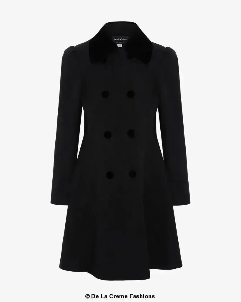Velvet Trim Skater Coat - Royal Inspired | Femstylo