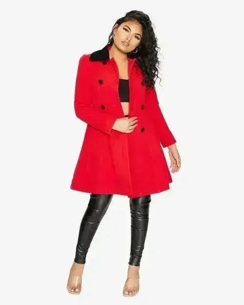 Velvet Trim Skater Coat - Royal Inspired | Femstylo