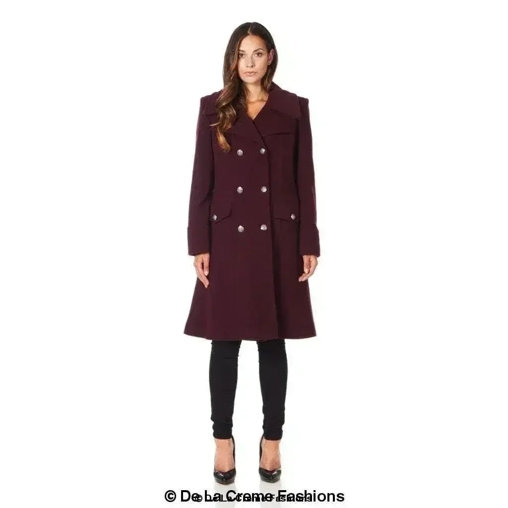 Wool Blend Double Breasted Midi Coat