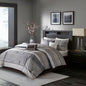 7 Piece Jacquard Comforter Set Grey Taupe King
