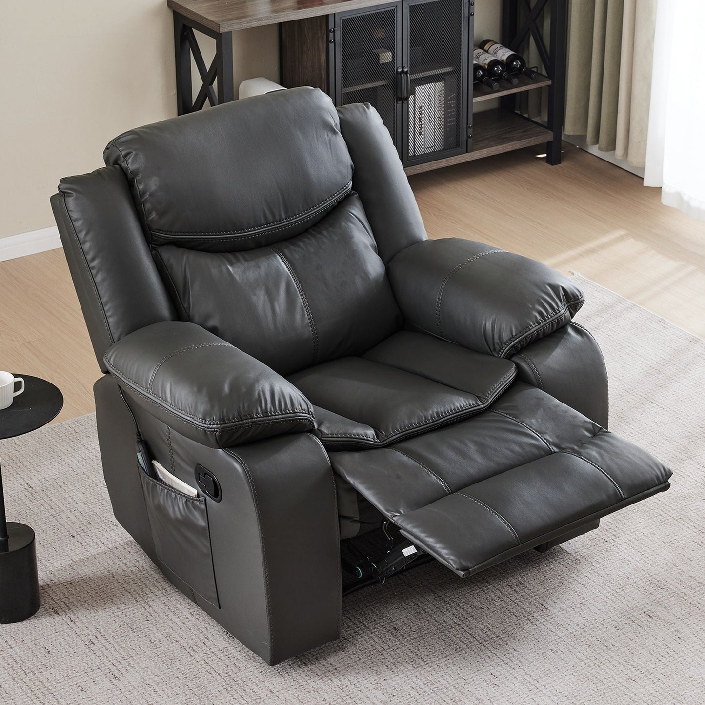 Recliner Chair With Vibration And Heating - Gray