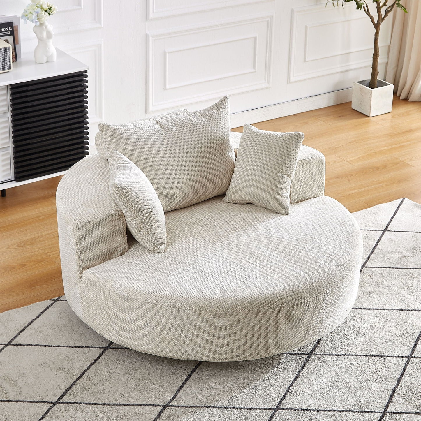 Swivel Chair With Rotating Base For Living Room