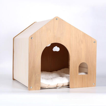 All-season Eco-friendly Solid Wood Pet Furniture, Washable & Breathable Cat Dog Bed
