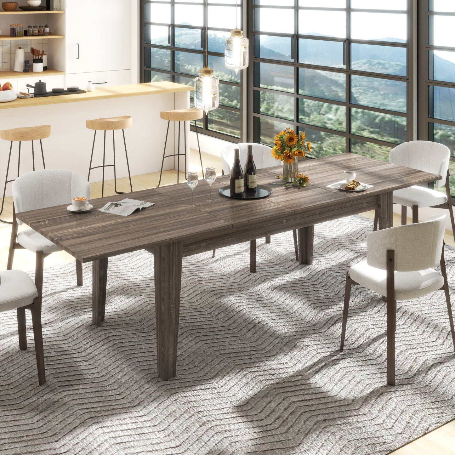 106.3 in Large Extendable Dining Table