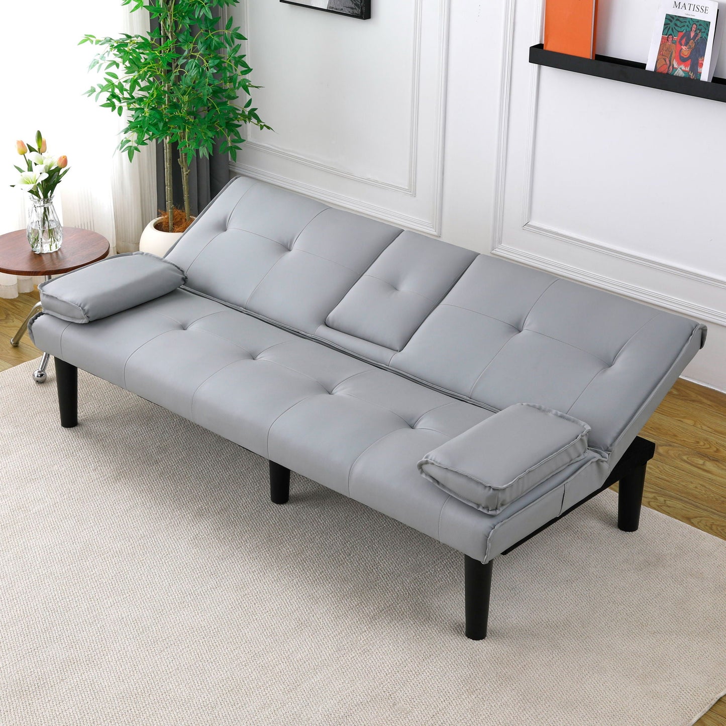 Sofa Bed With Foldable Design And Cup Holder