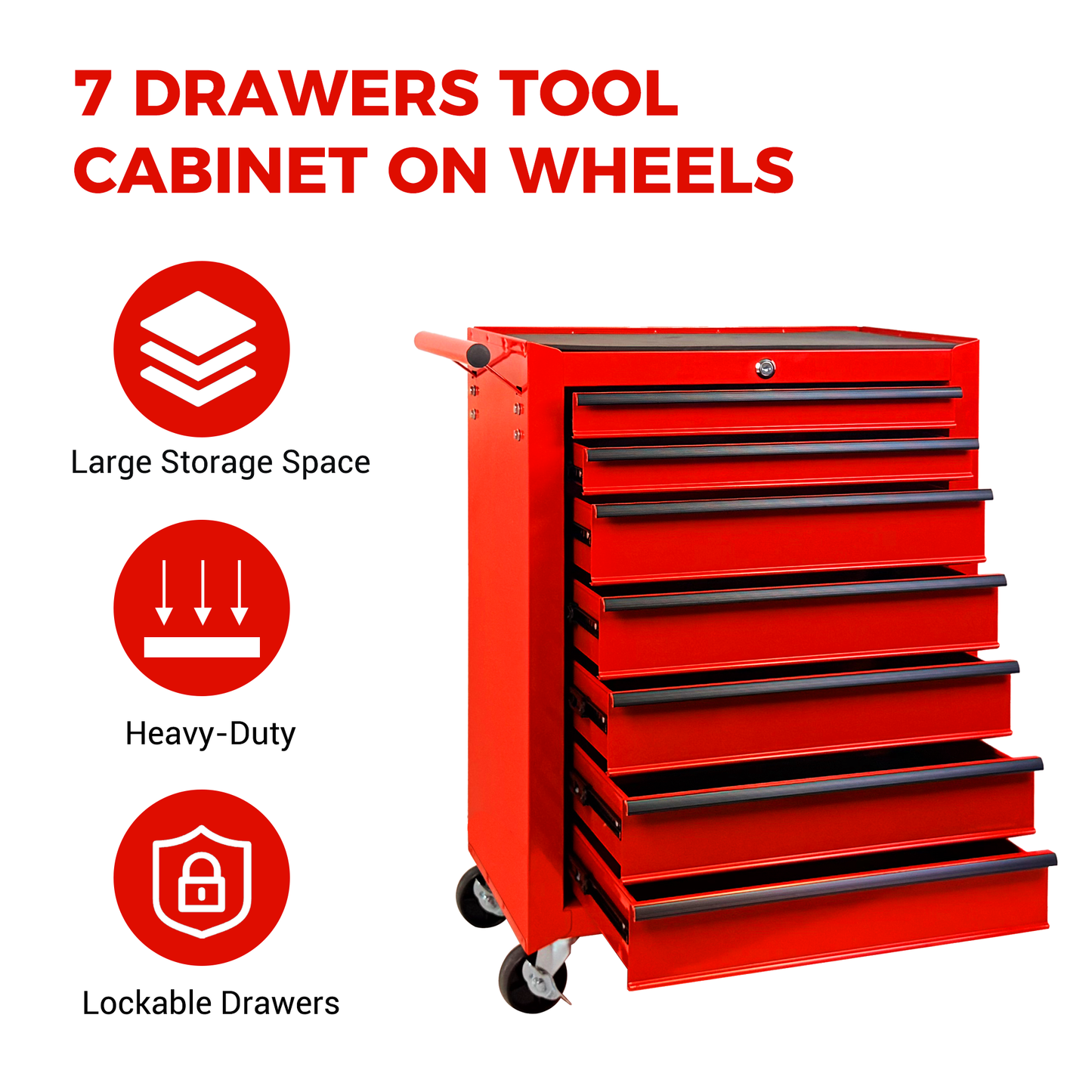 Rolling Metal Tool Chest with 7 Drawers - 20" Steel Cabinet