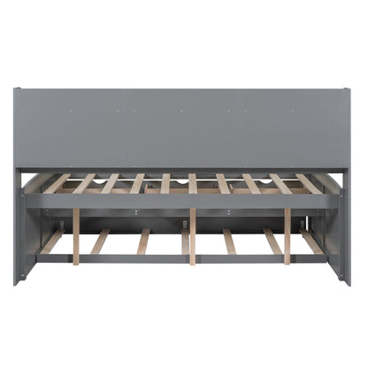 Captain Bed With Built In Bookshelves, 3 Storage Drawers, And Trundle