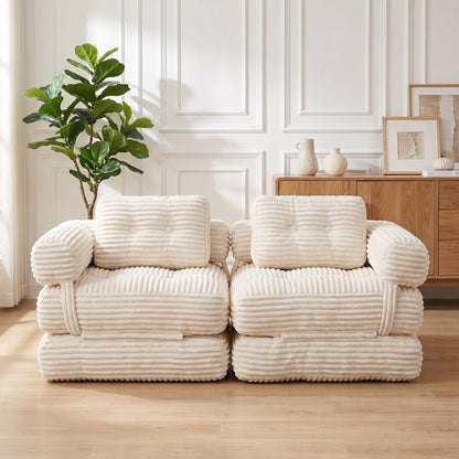 Boneless Foldable Floor Sofa Bed with Armrest & Pillows