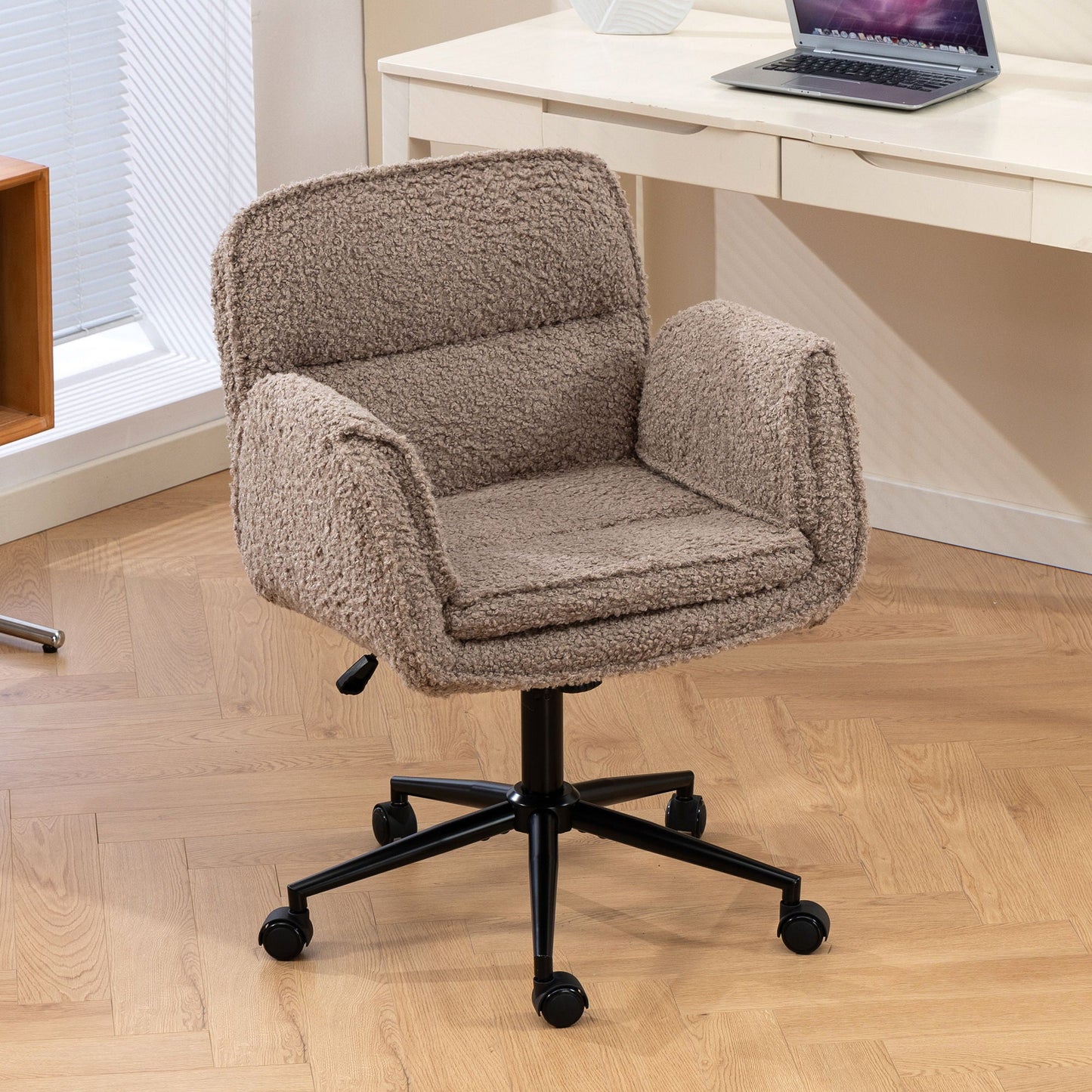 Criss Cross Swivel Desk Chair With Adjustable Armrests & Wheels For Home Office