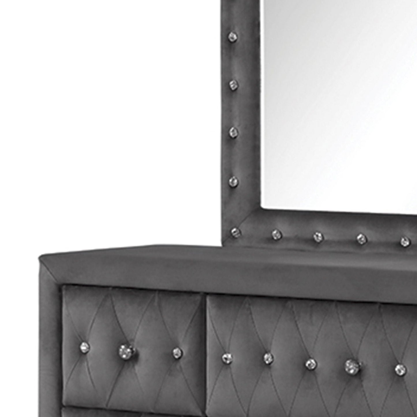 Sophia - Tufted Mirror - Gray