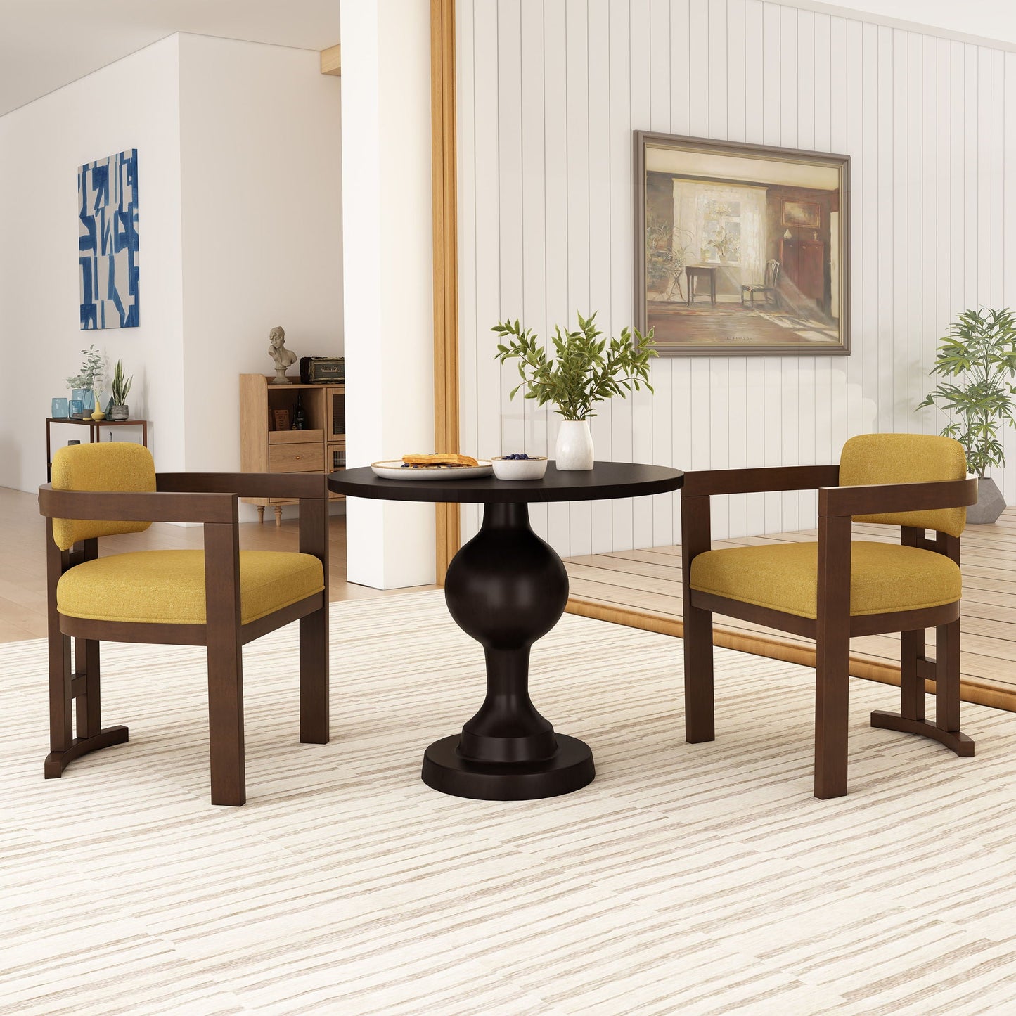 Stylish Indoor Upholstered Wood Dining Chair Set of 2