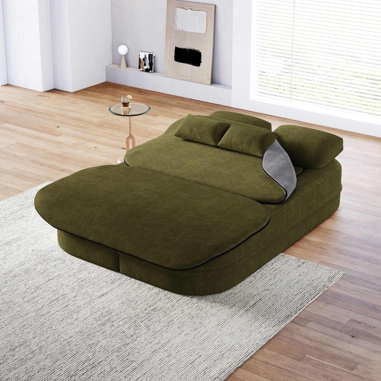 2 In 1 Foldable Sofa Bed With Multi Functional Blanket, Floor Lounge Sofa