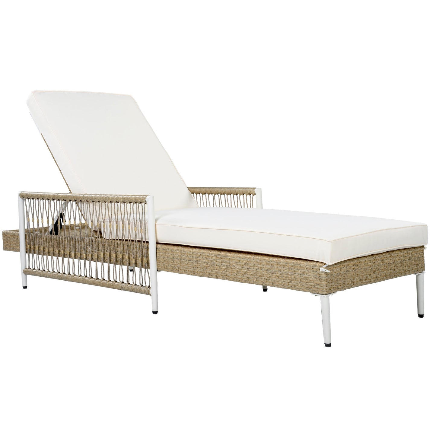 TOPMAX Outdoor All-Weather PE Rattan Chaise Lounge