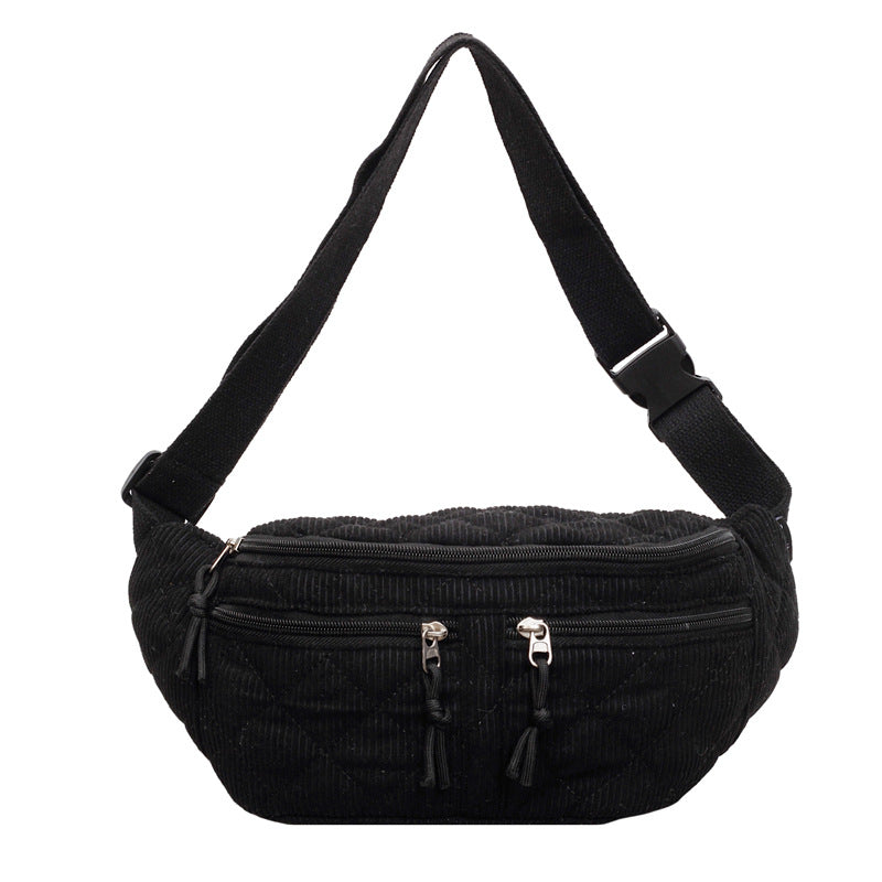 Solid-color Down Cotton Chest Bag Niche-design Shoulder And Crossbody Versatile And Easy To Match