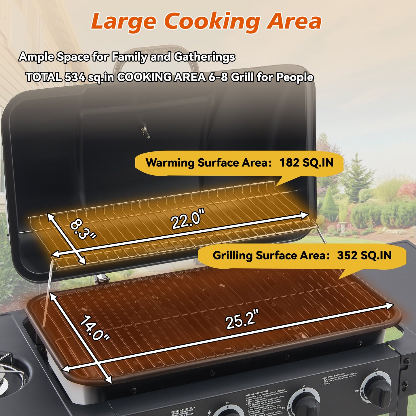 4 Burner Propane Gas BBQ Grill with Side Burner