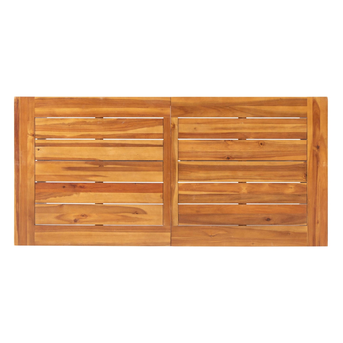 Outdoor Dining Table With Slat Wooden Panel And Turnbuckle Accents - Teak