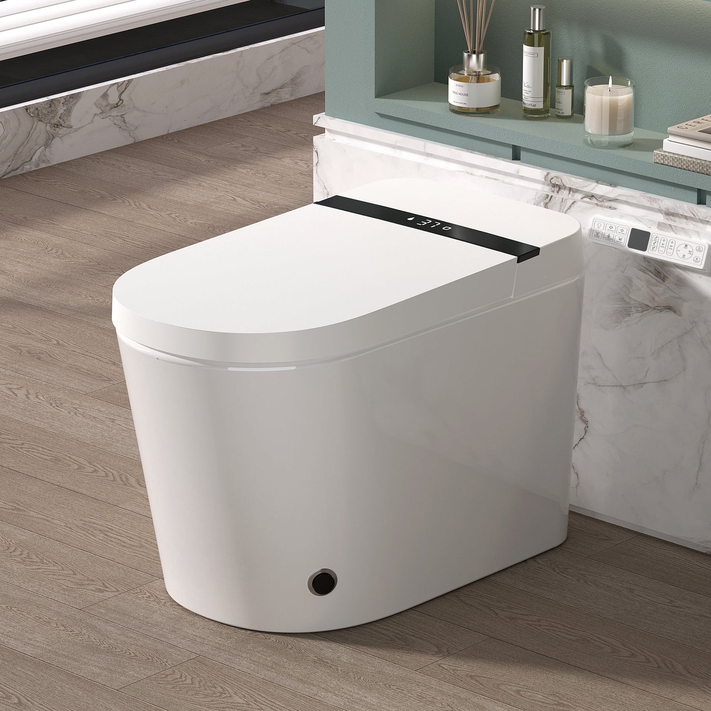 Smart Toilet With Bidet Built-In, Auto Flush, Heated Seat & Warm Air Drying