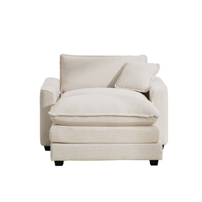 Classic Modern Comfortable Single Chair Deep Seat Sofa With Footstool