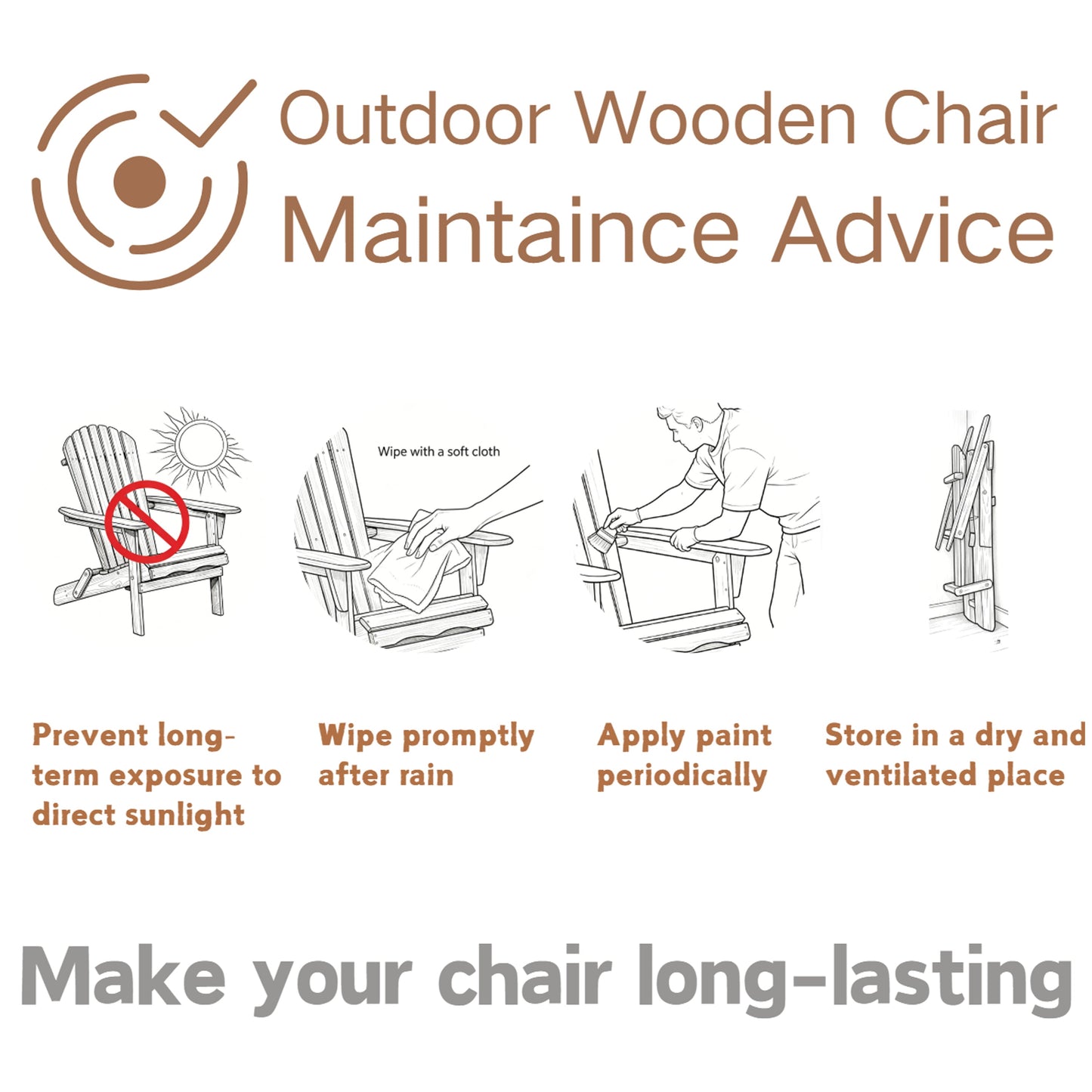 Oversize Wooden Outdoor Folding Adirondack Chair