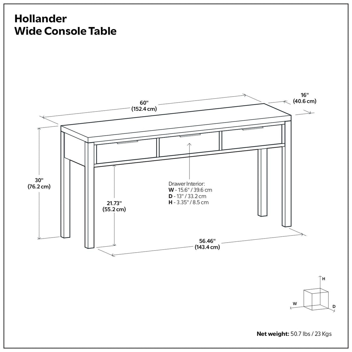 Hollander - Wide Console Table
