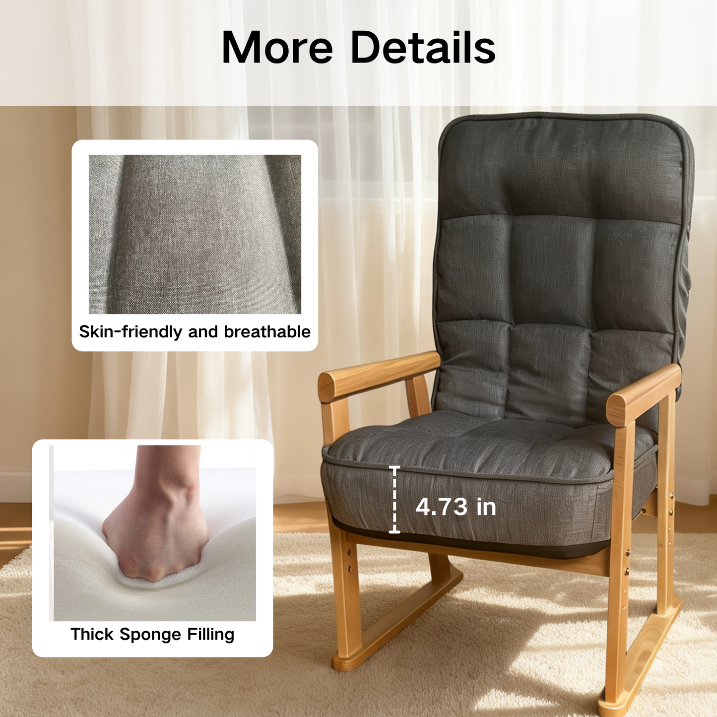 Modern Adjustable Lounge Chair with Three-Level Lumbar Adjustment
