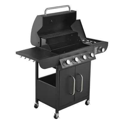 Gas Grill, 4 Burner Propane Gas Grill with Side Burner