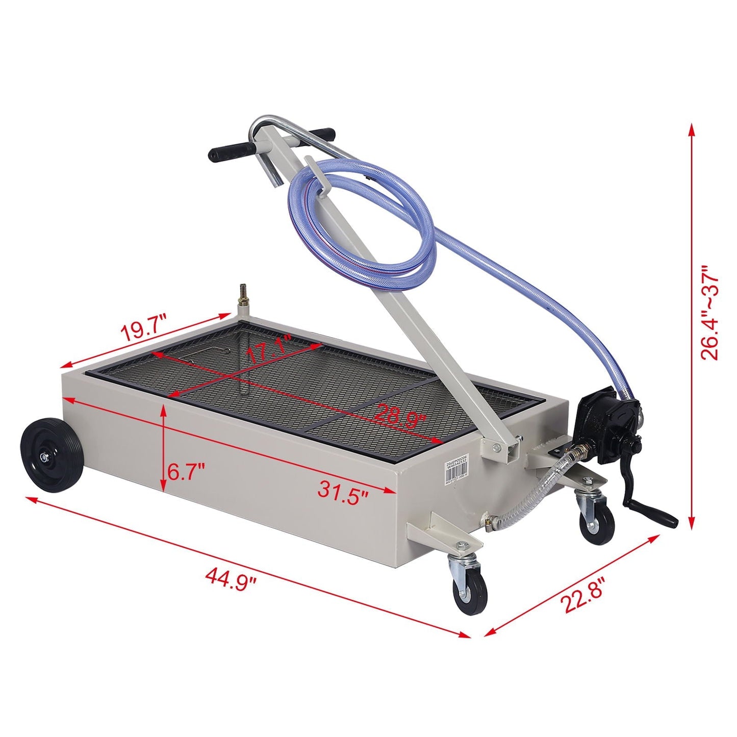 Heavy Duty 20 Gallon Low Profile Oil Drain With Pump Polypropylene - Gray