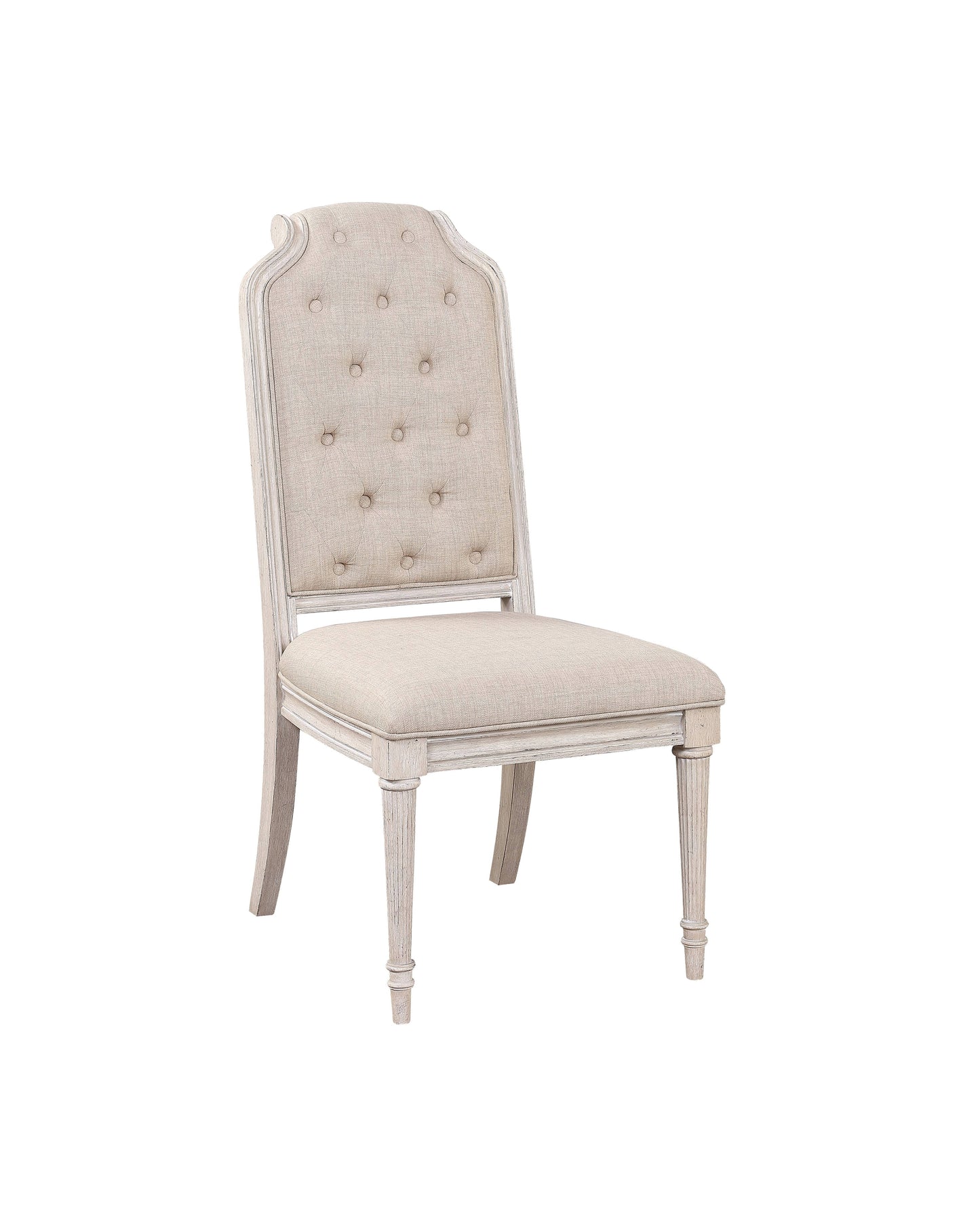 Wynsor Fabric & Antique Champagne Finish Side Chair (Set of 2)