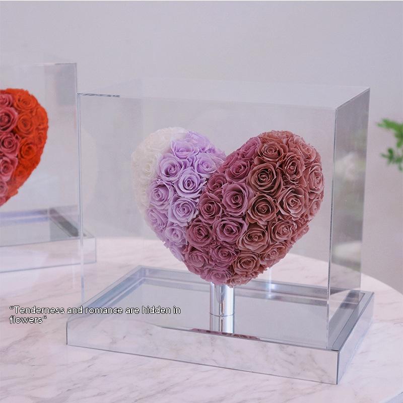 FLIPSTYLEZ LLC. Eternal Heart Preserved Red Hydrangea & Rose Mirror Box | Luxury Dried Flower Gift for Anniversary & Valentines