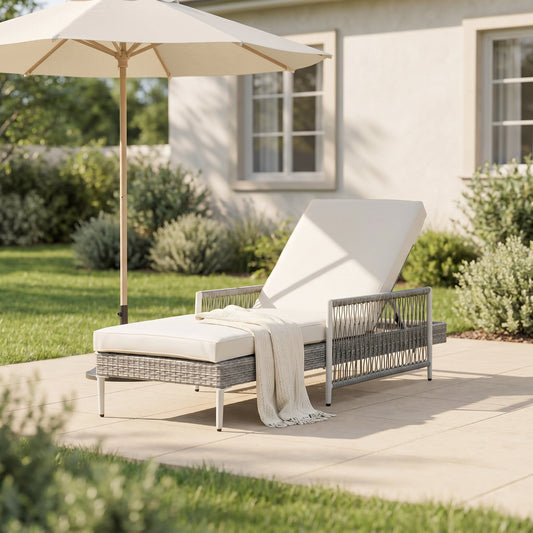 TOPMAX Outdoor All-Weather PE Rattan Chaise Lounge