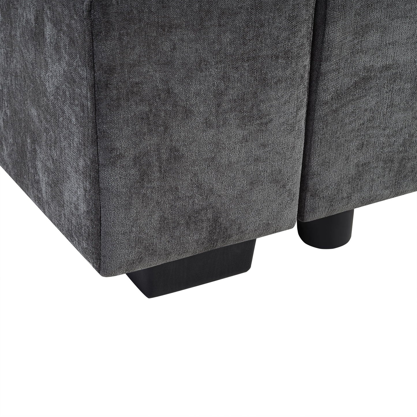 Modern L Shaped Sectional Sofa With Upholstery And Wooden Storage